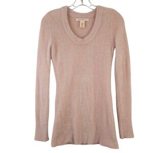 Sarsaparilla Pink Fuzzy Scoop Neck Tunic Sweater Long Sleeve